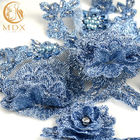tessuto africano blu fatto a mano del pizzo del tessuto del pizzo del cristallo di rocca del ricamo 3D